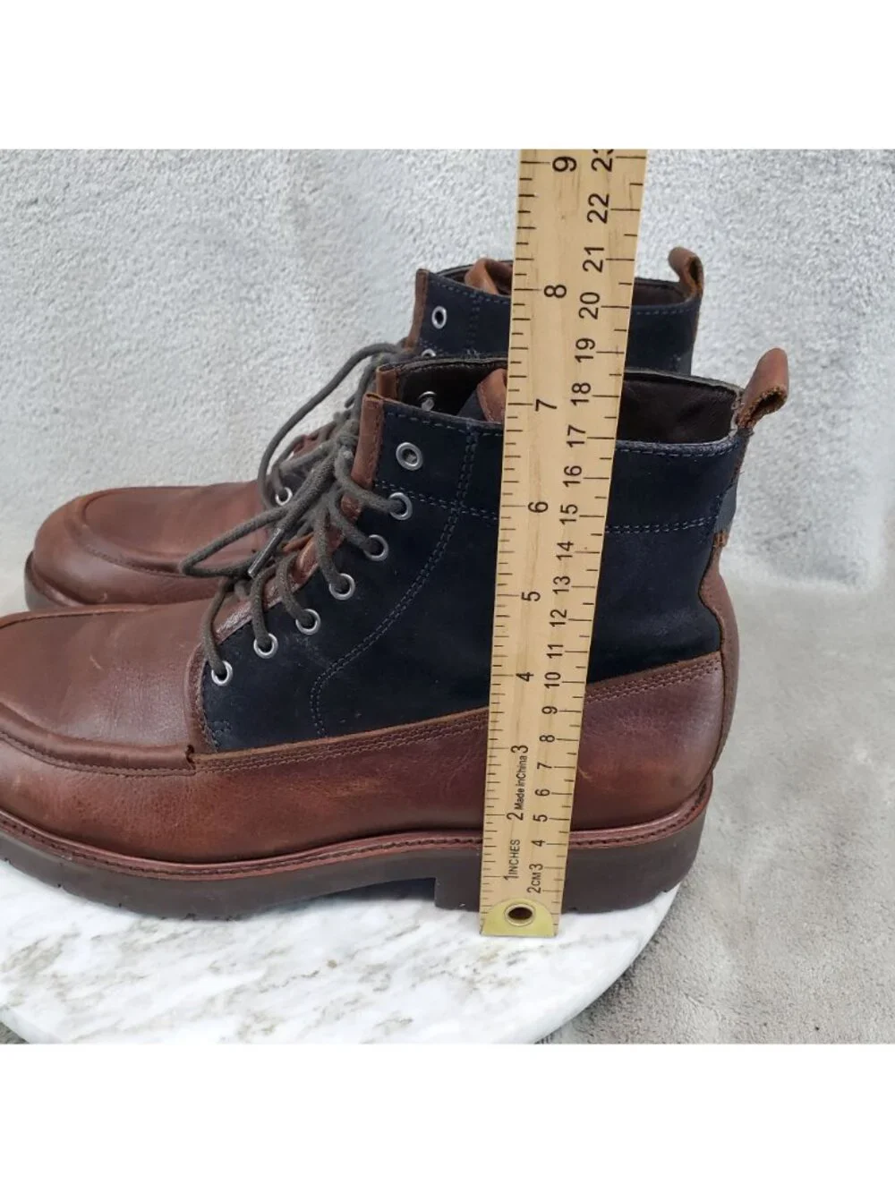 Johnston & Murphu Shoes Mens Size 8 Sanders Brown Black Leather Boots *Read*